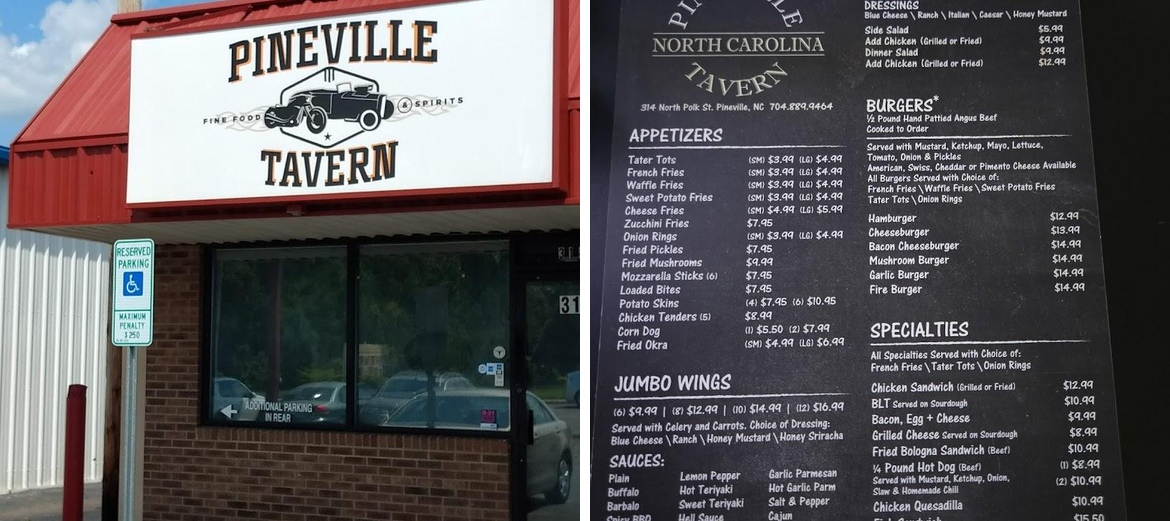 Pineville Tavern Menu