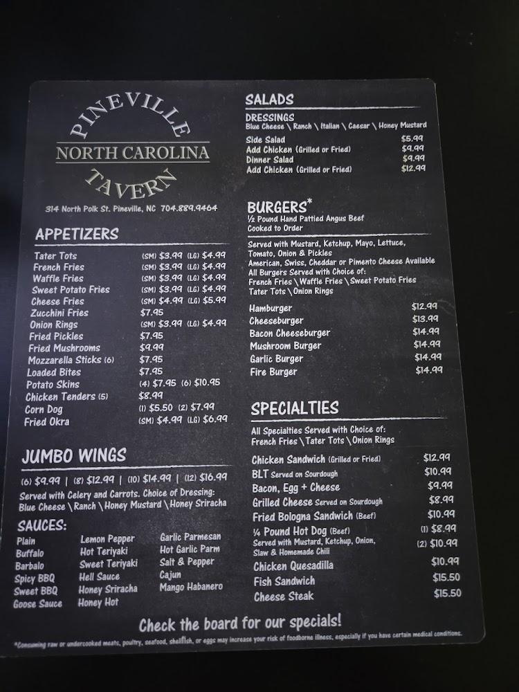 Pineville Tavern Menu image 1